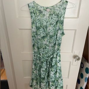 Gap green floral button front midi dress cotton
